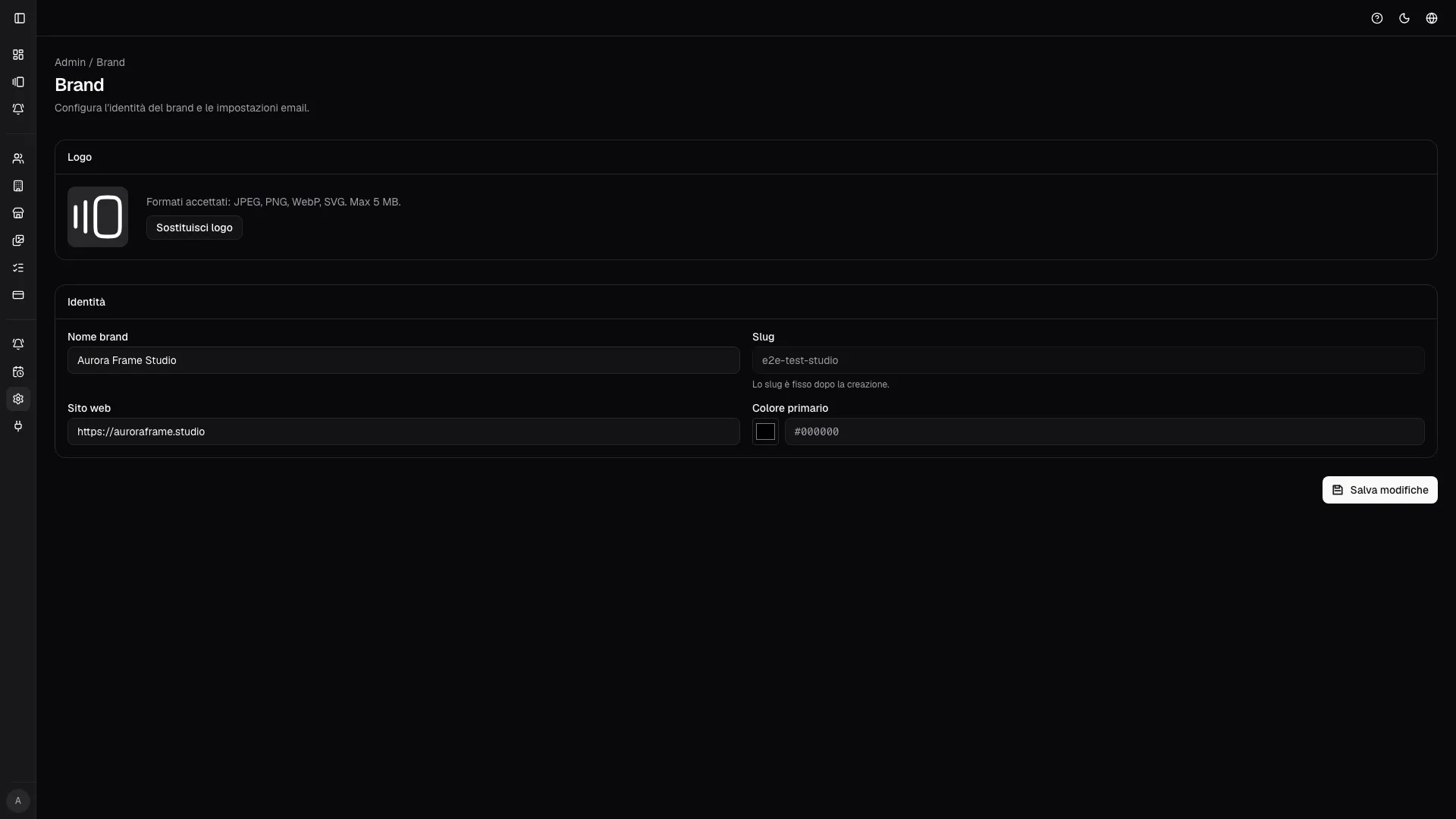 PhotoProofing dark brand settings