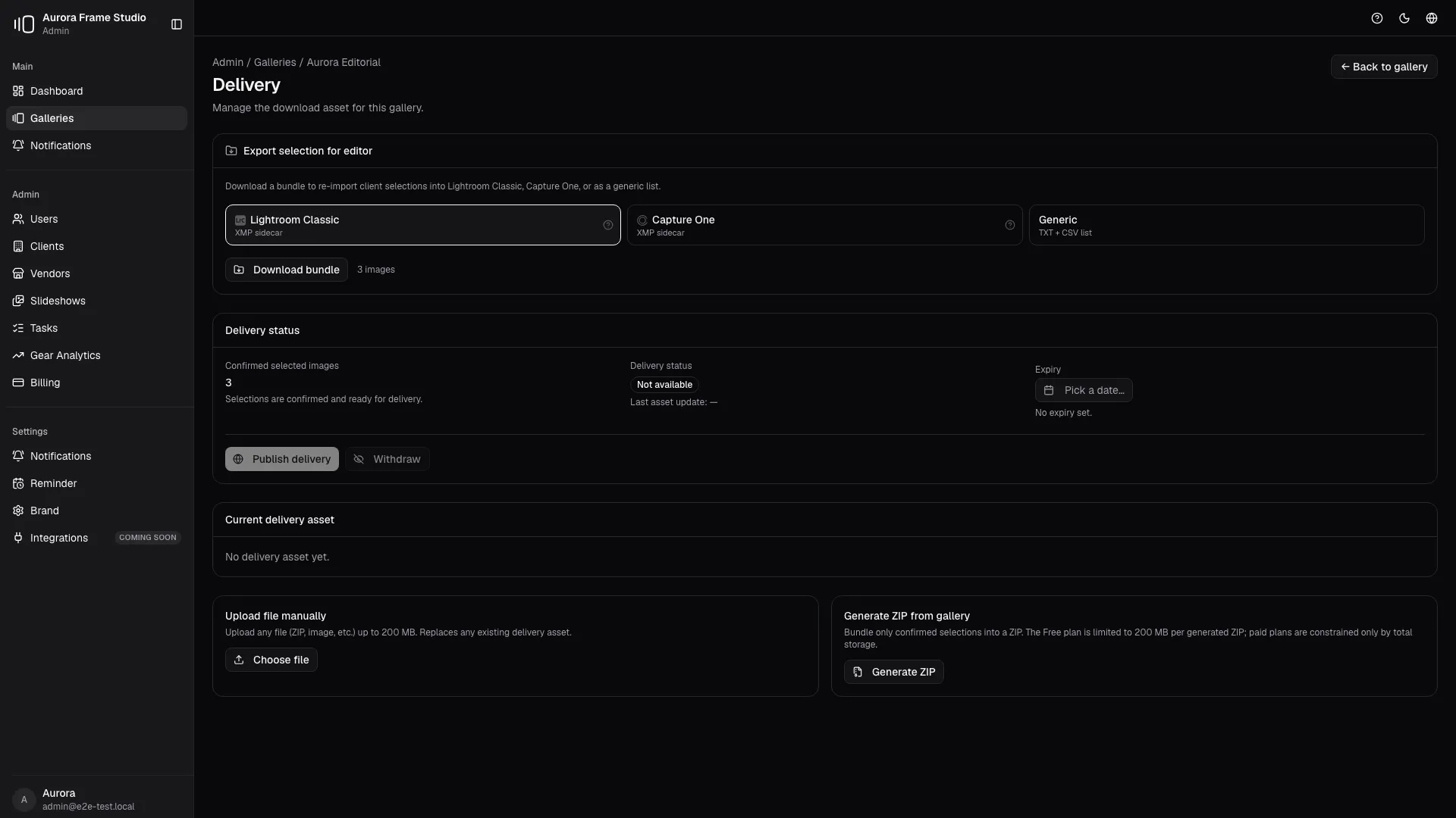 PhotoProofing upload and delivery workflow